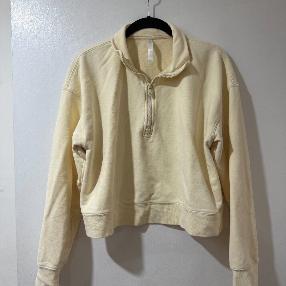 Fabletics Cream Half-Zip Pullover Sweatshirt Size… - image 4